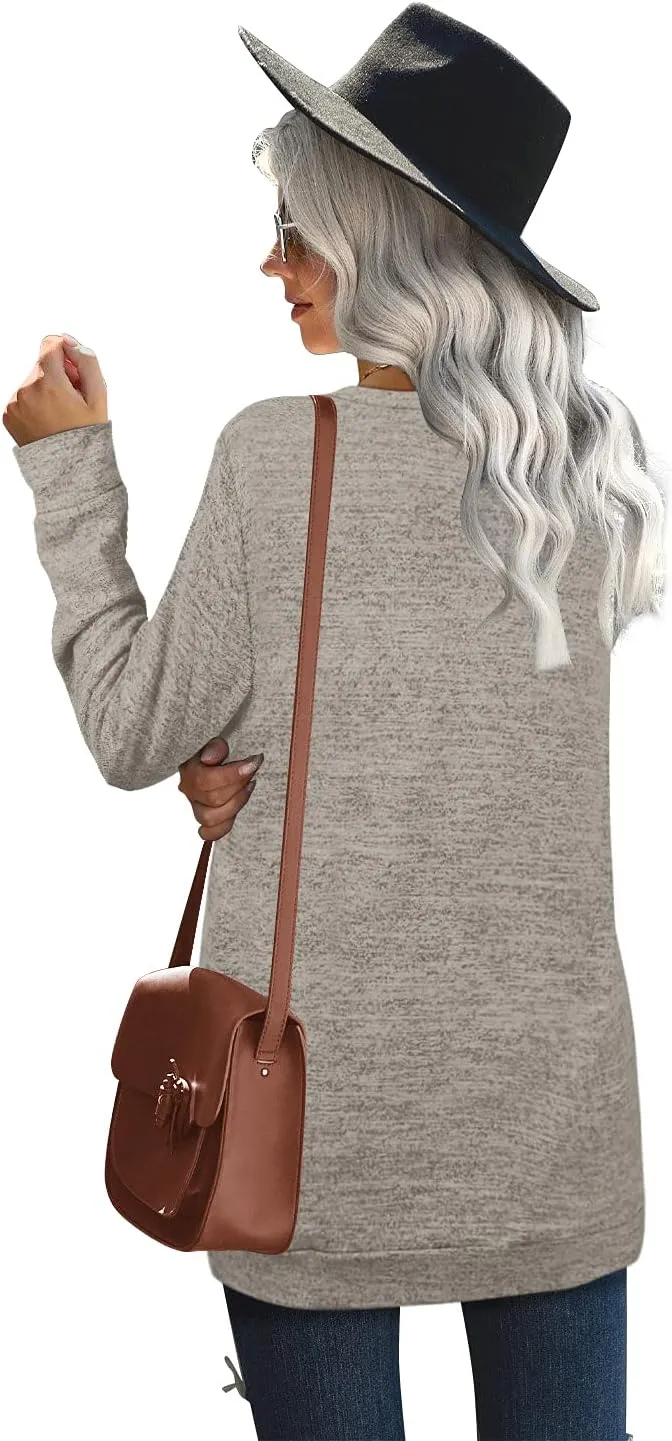 Sweatshirts for Women Crew Neck Long Sleeve Plain Fashion Casual Tops