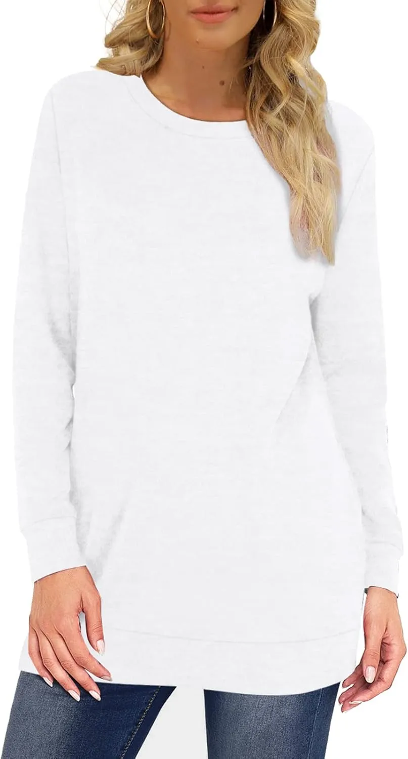 Sweatshirts for Women Crew Neck Long Sleeve Plain Fashion Casual Tops