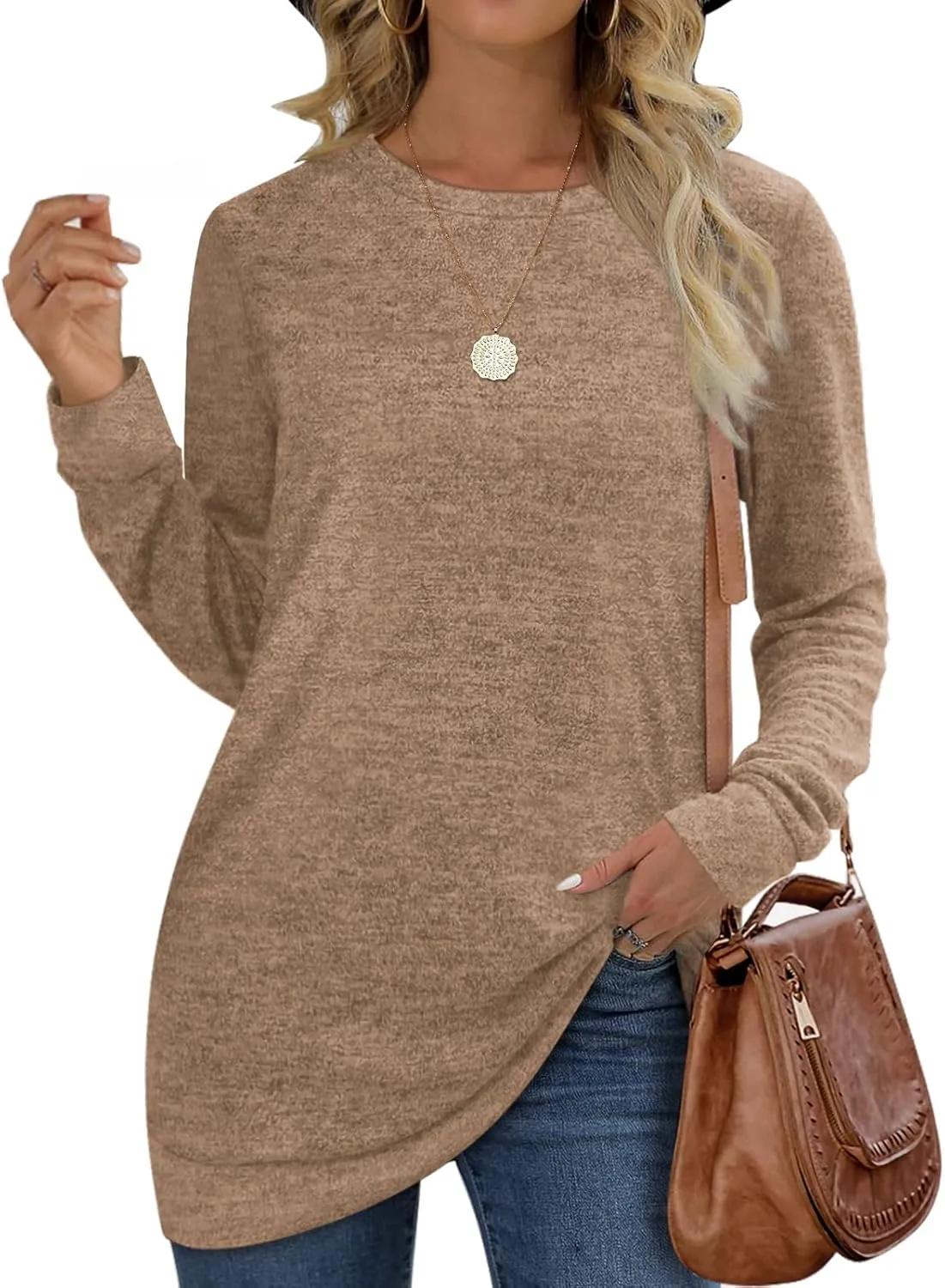 Sweatshirts for Women Crew Neck Long Sleeve Plain Fashion Casual Tops