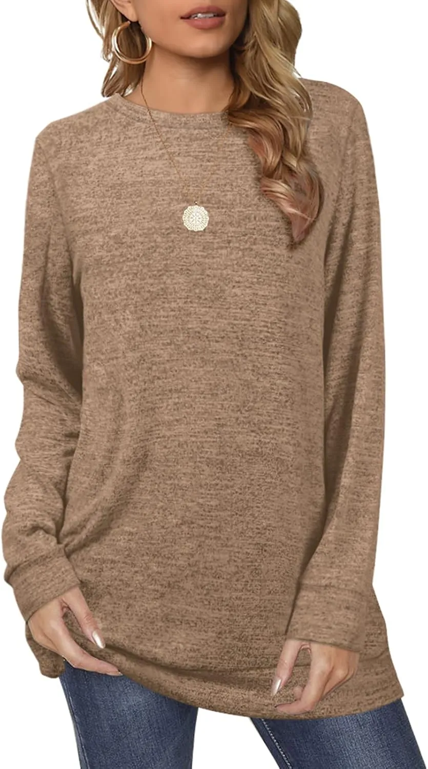 Sweatshirts for Women Crew Neck Long Sleeve Plain Fashion Casual Tops