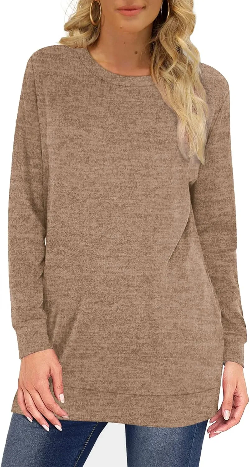 Sweatshirts for Women Crew Neck Long Sleeve Plain Fashion Casual Tops