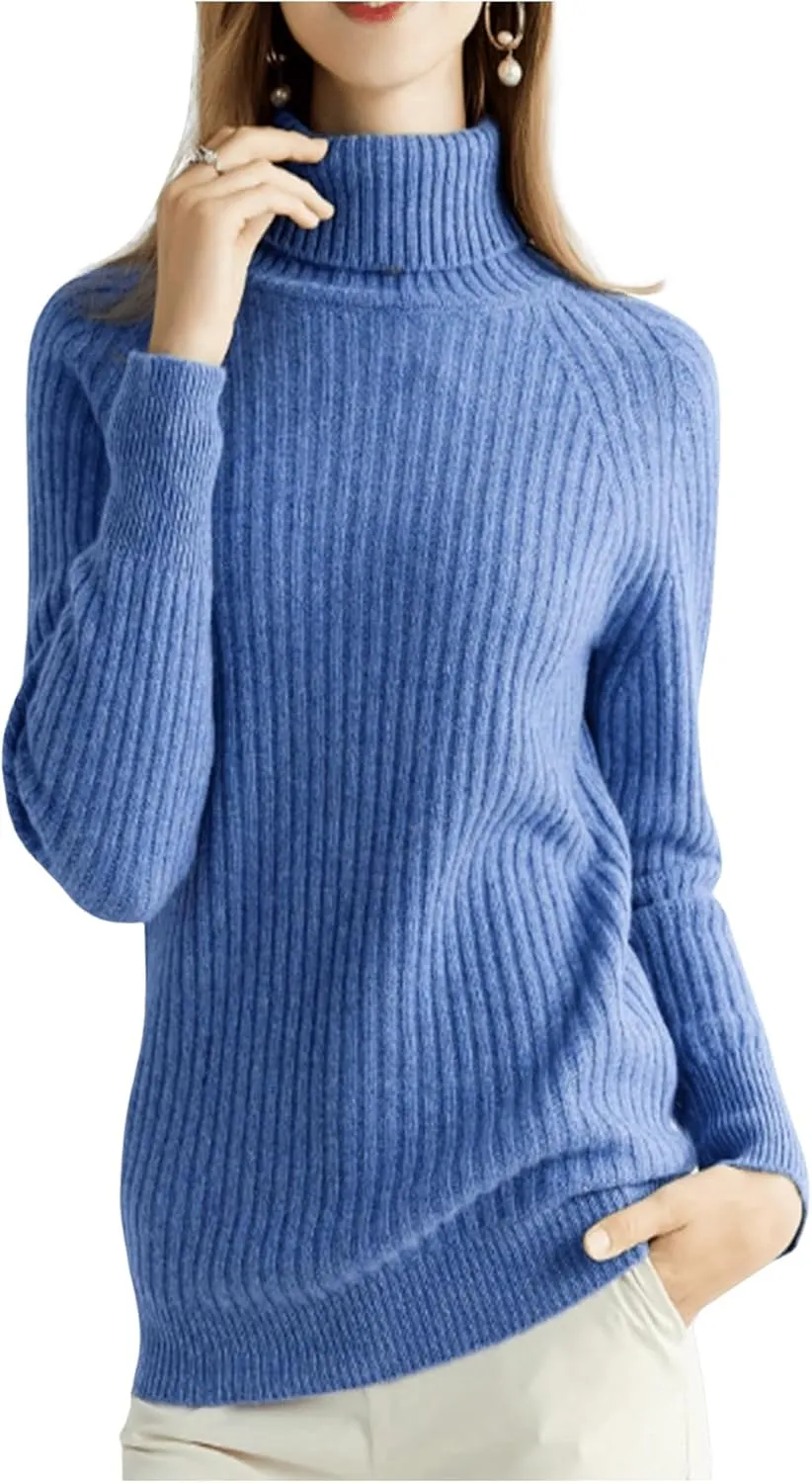 SweatyRocks Women's High Neck Pullover Long Sleeve Sweaters Drop Shoulder Casual Tops