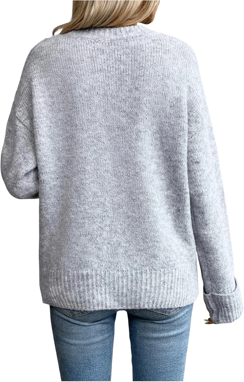 SweatyRocks Women's Oversized Sweater Long Sleeves Crew Neck Casual Knitted Pullovers Tops