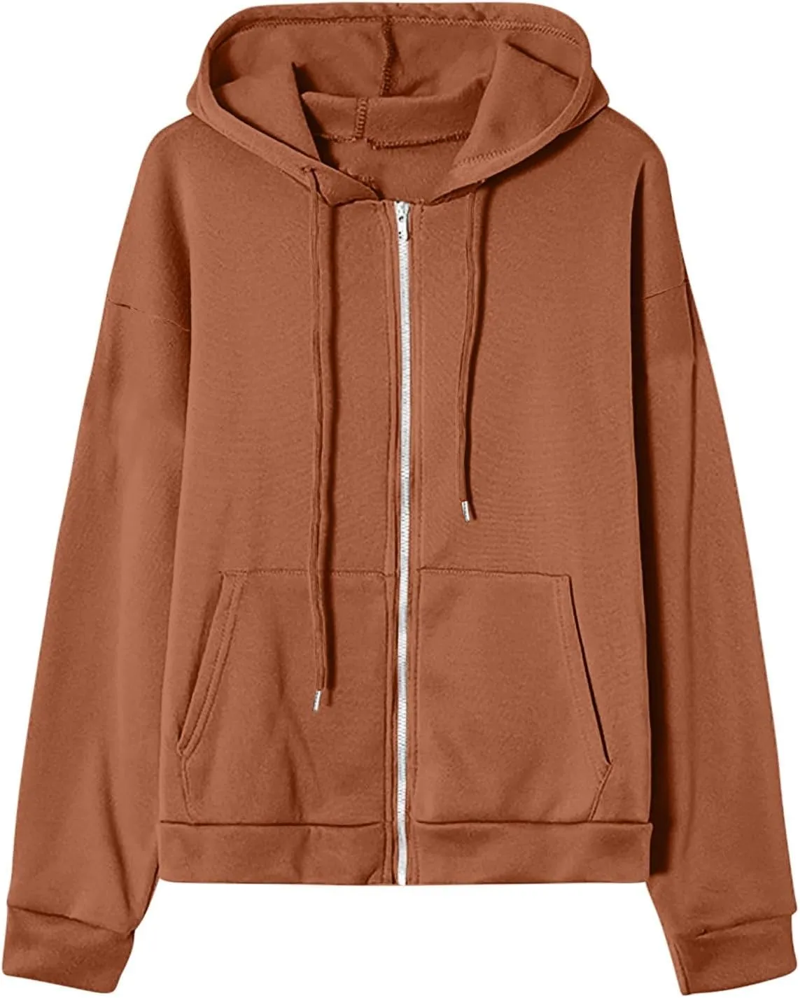 TANGNADE Women's Zip Up Hoodies Drawstring Fall Jacket Oversized Casual Sweatshirts Pullover with Pocket 2024 Winter Clothes