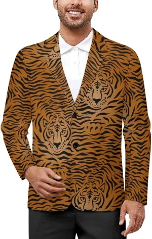 Tiger Animal Print Mens Blazer Suit Jacket Lightweight Slim Fit Casual Coat