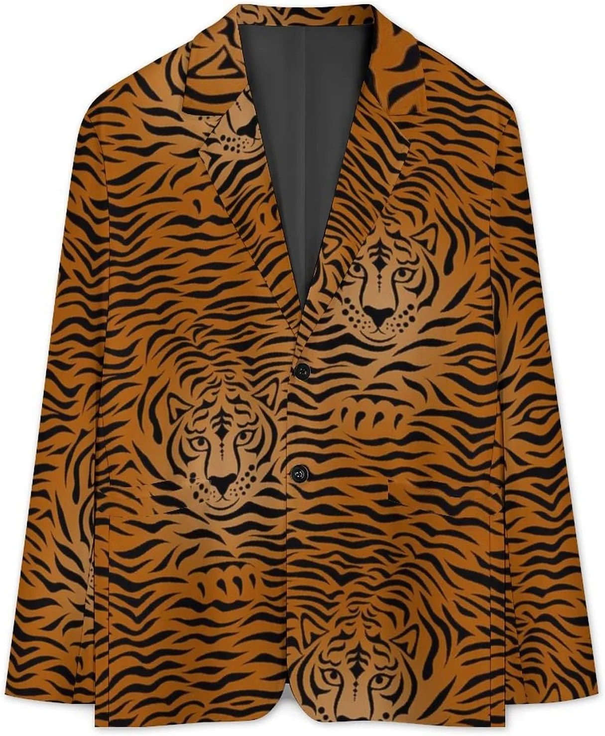 Tiger Animal Print Mens Blazer Suit Jacket Lightweight Slim Fit Casual Coat