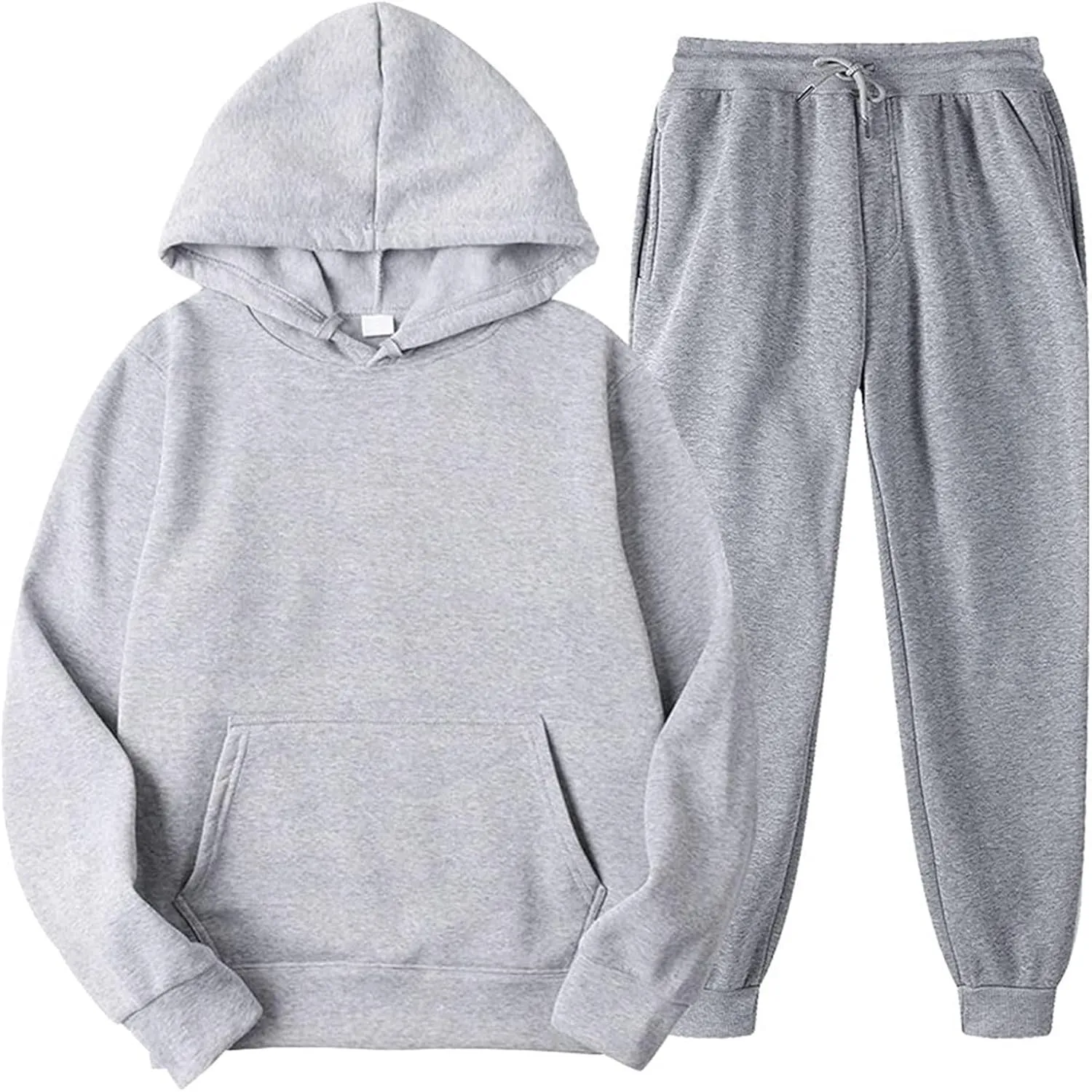 Tracksuit 2 Piece Autumn Winter Solid Casual Jogger Gym Sport Pocket Long Sleeve Sweatsuit Hoodies and Sweatpant Set
