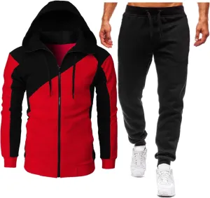 Tracksuit Pants Men Cotton Mens Sweatsuits Long Sleeve Hoodie Tracksuit Loose Fit Athletic Workout Outfits 2 Piece Set for Men Athletic Mens Suits Slim Fit