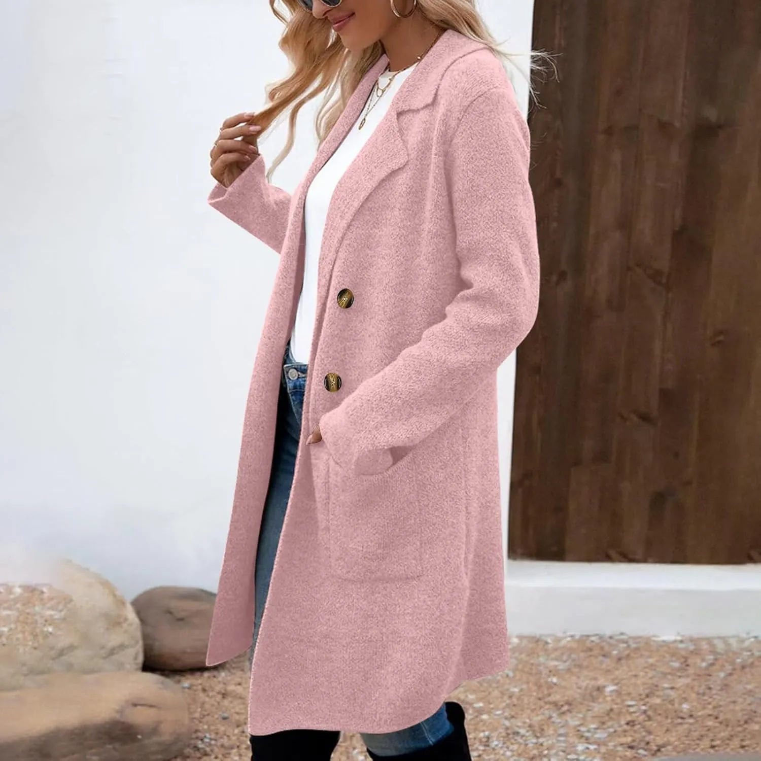 Trench Coat for Women 2024 Fall Winter Wool Coats Double Breasted Midi Peacoat Trench Coats Casual Coats for Trendy
