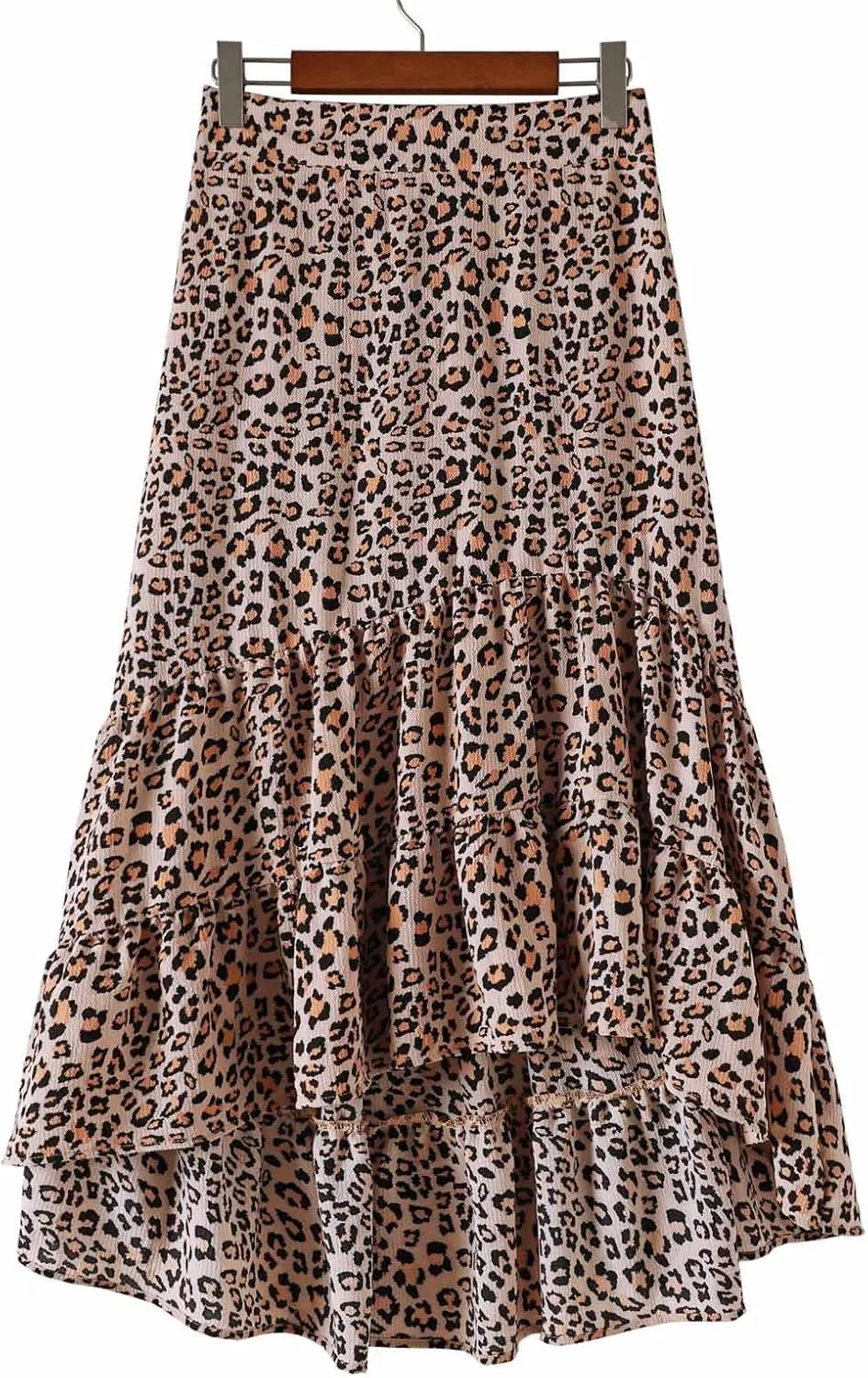 tuduoms Summer Womens Boho Beach Skirts Cute High Waist Disty Floral Flowy Skirts A-Line Tiered Ruffle High Low Swing Skirts