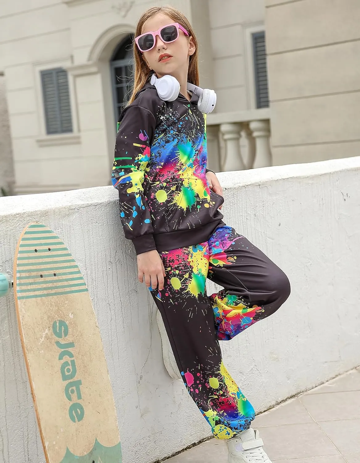uideazone Boys Girls 2 Pcs Tracksuit Outfit Hoodie Sweatshirt & Sweatpant Sweatsuit Clothing Sets for Kids 7-14T