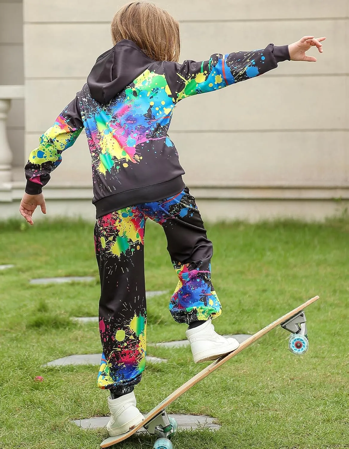 uideazone Boys Girls 2 Pcs Tracksuit Outfit Hoodie Sweatshirt & Sweatpant Sweatsuit Clothing Sets for Kids 7-14T