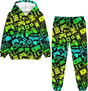 uideazone Boys Girls 2 Pcs Tracksuit Outfit Hoodie Sweatshirt & Sweatpant Sweatsuit Clothing Sets for Kids 7-14T