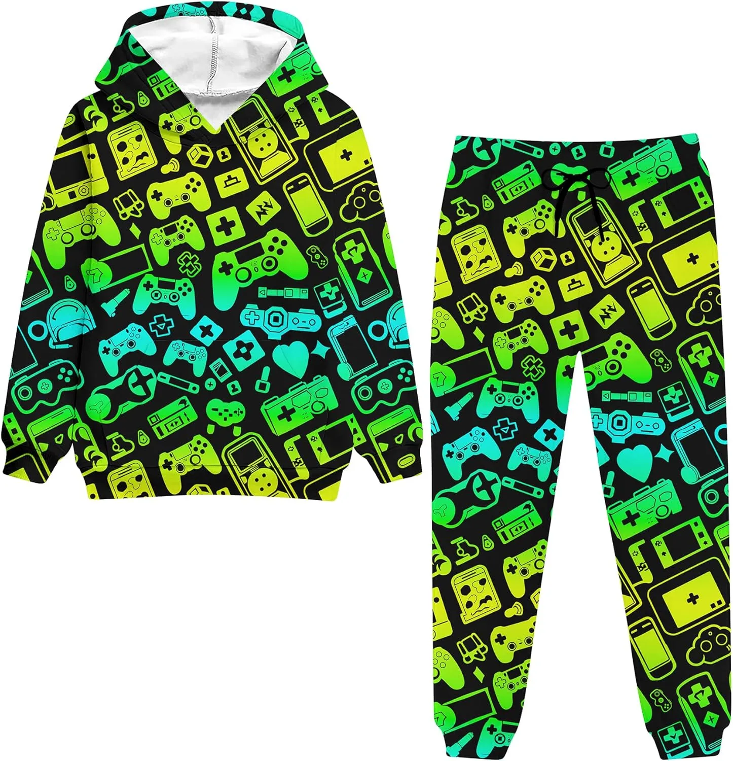 uideazone Boys Girls 2 Pcs Tracksuit Outfit Hoodie Sweatshirt & Sweatpant Sweatsuit Clothing Sets for Kids 7-14T