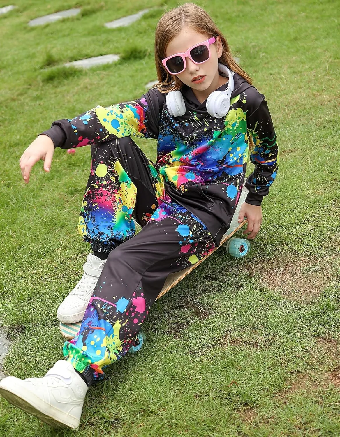 uideazone Boys Girls 2 Pcs Tracksuit Outfit Hoodie Sweatshirt & Sweatpant Sweatsuit Clothing Sets for Kids 7-14T