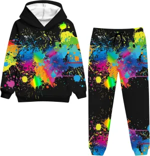 uideazone Boys Girls 2 Pcs Tracksuit Outfit Hoodie Sweatshirt & Sweatpant Sweatsuit Clothing Sets for Kids 7-14T