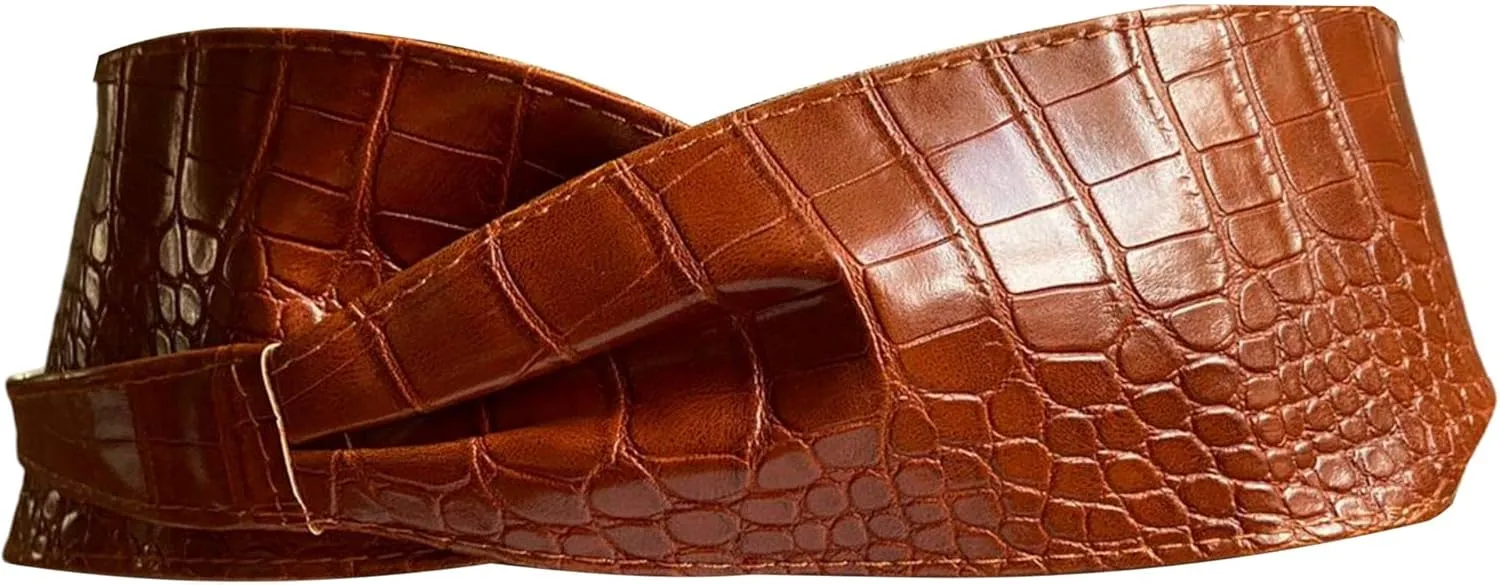 Vegan Leather Obi Wrap Belt Soft Wide 3.7 inches