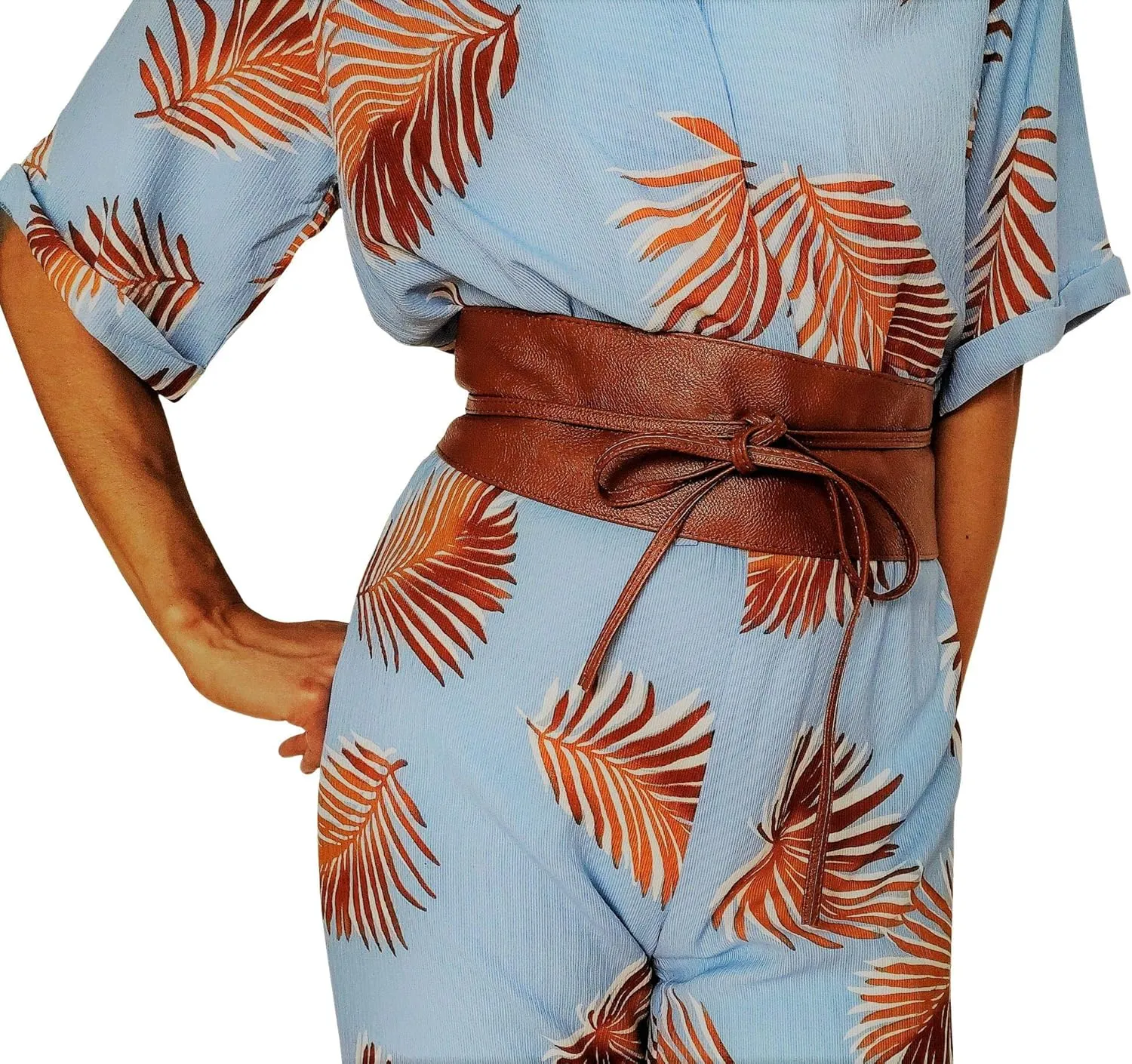 Vegan Leather Obi Wrap Belt Soft Wide 3.7 inches