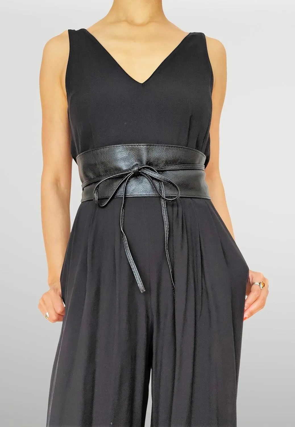 Vegan Leather Obi Wrap Belt Soft Wide 3.7 inches