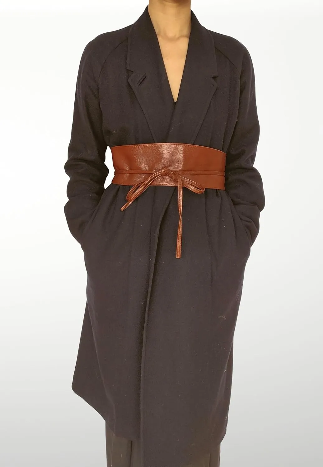 Vegan Leather Obi Wrap Belt Soft Wide 3.7 inches