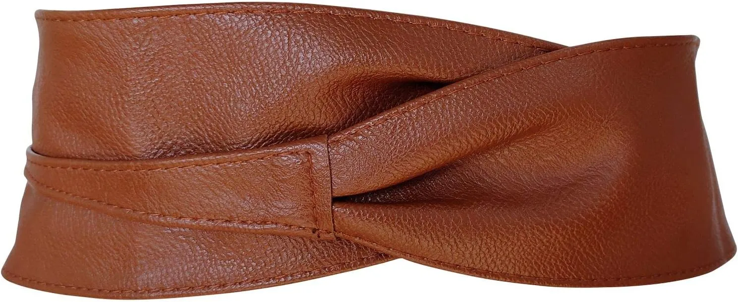 Vegan Leather Obi Wrap Belt Soft Wide 3.7 inches