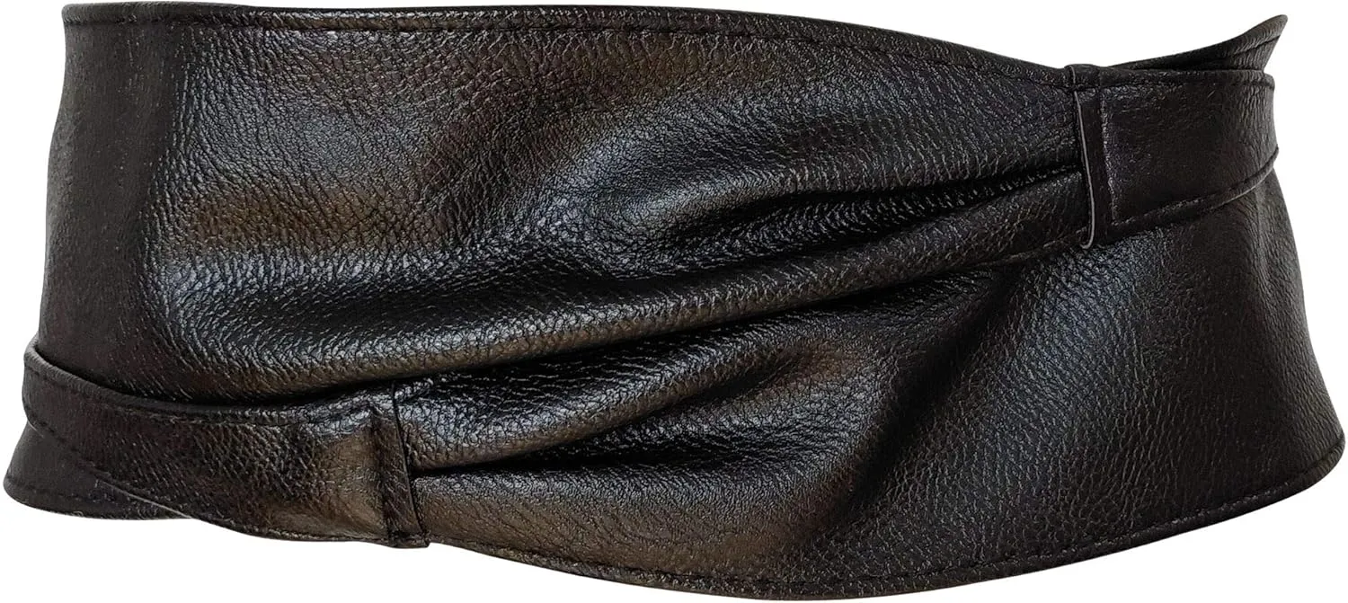 Vegan Leather Obi Wrap Belt Soft Wide 3.7 inches