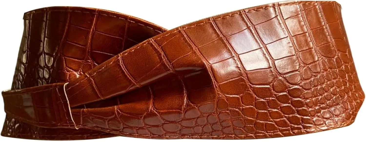 Vegan Leather Obi Wrap Belt Soft Wide 3.7 inches