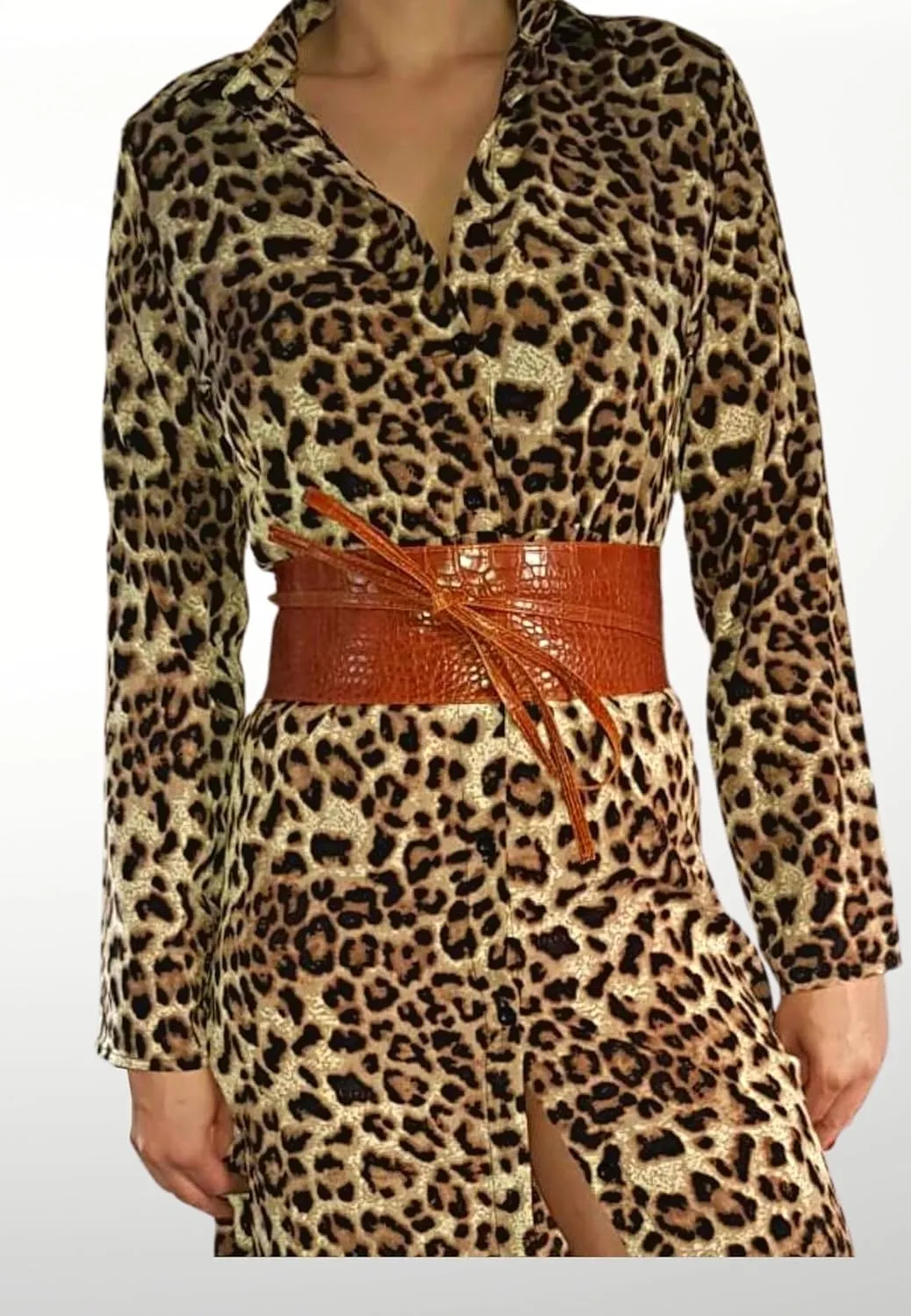 Vegan Leather Obi Wrap Belt Soft Wide 3.7 inches