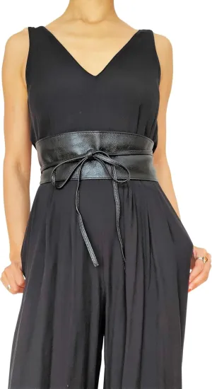 Vegan Leather Obi Wrap Belt Soft Wide 3.7 inches