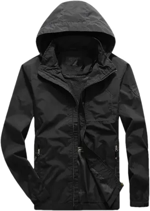 Vsadsau Men's Hooded Jacket Solid Color Casual Long Sleeve Zipper Casual Coats With Pockets