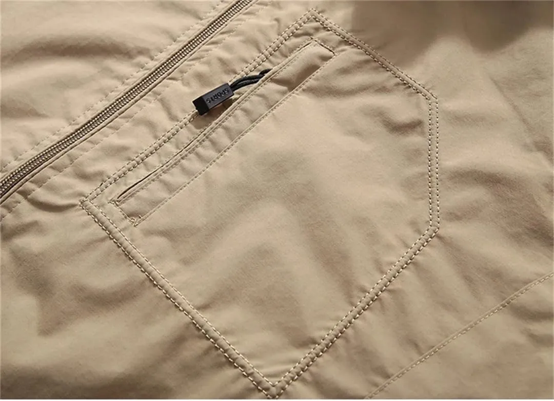 Vsadsau Men's Hooded Jacket Solid Color Casual Long Sleeve Zipper Casual Coats With Pockets