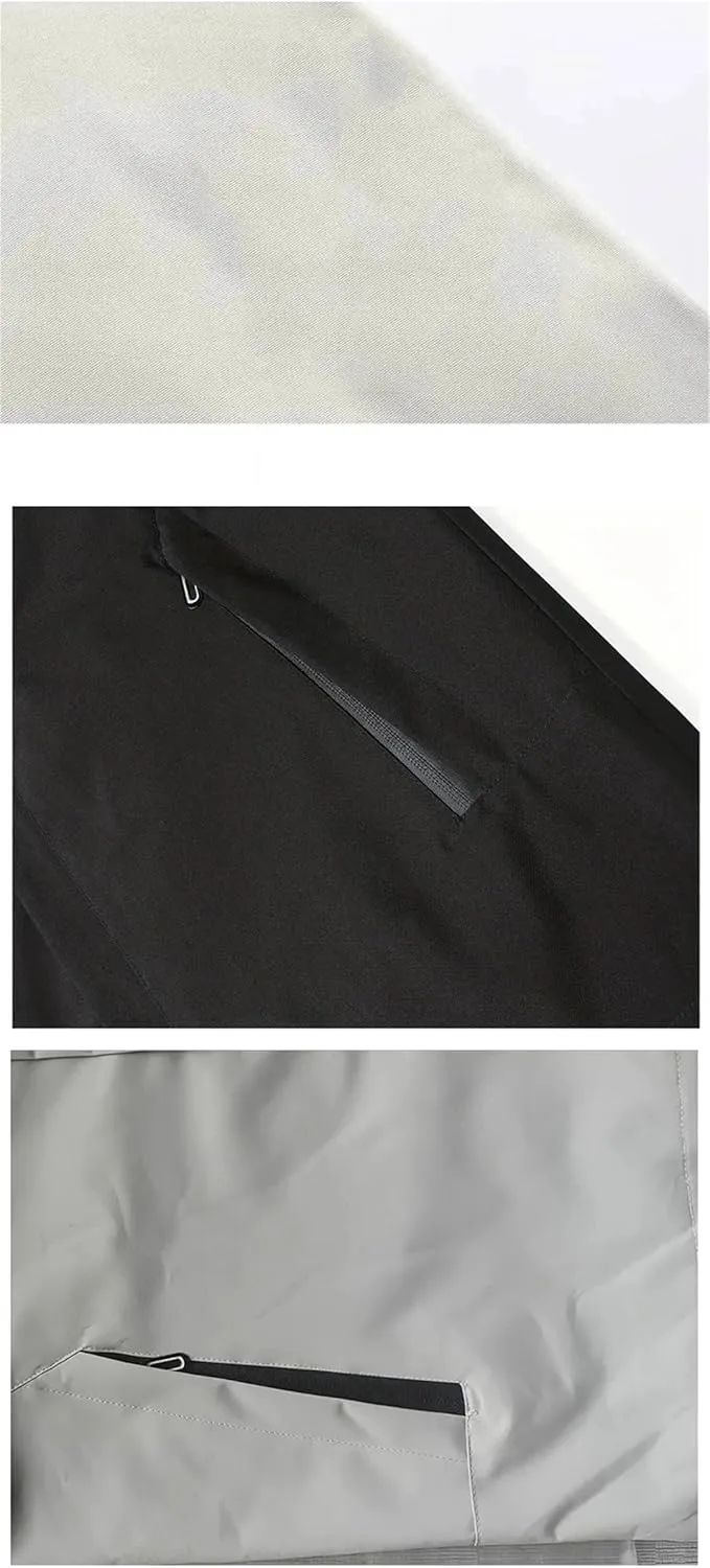 Vsadsau Men's Hooded Jacket Solid Color Long Sleeve Zipper Casual Coats With Pockets