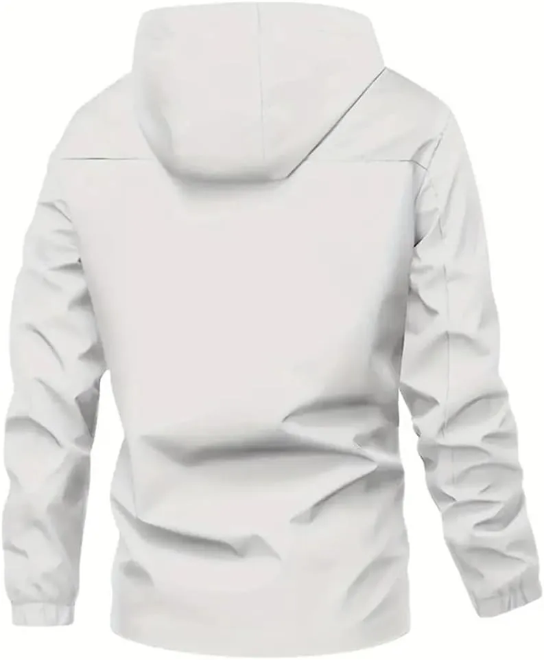 Vsadsau Men's Hooded Jacket Solid Color Long Sleeve Zipper Casual Coats With Pockets