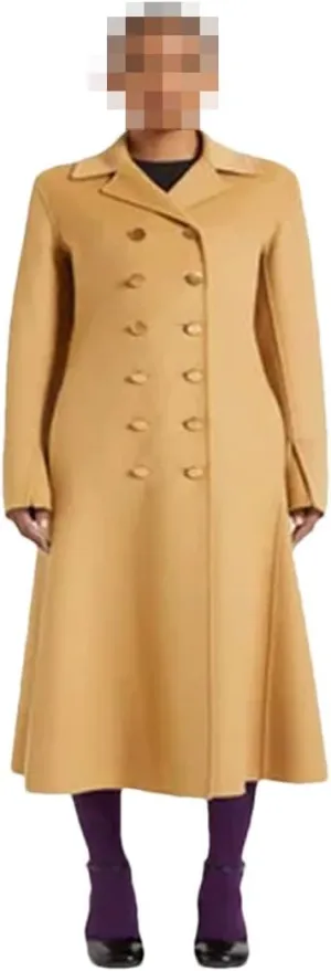 Vsadsau Women's Autumn And Winter Wool Blended Coat Lapel Button Long Sleeve Solid Color Jacket