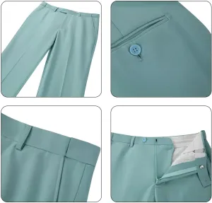Wehilion Mens Suit Pants Expandable-Waist Flat Front Straight Fit Suit Trousers for Men