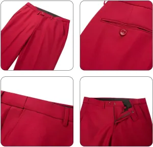 Wehilion Mens Suit Pants Expandable-Waist Flat Front Straight Fit Suit Trousers for Men