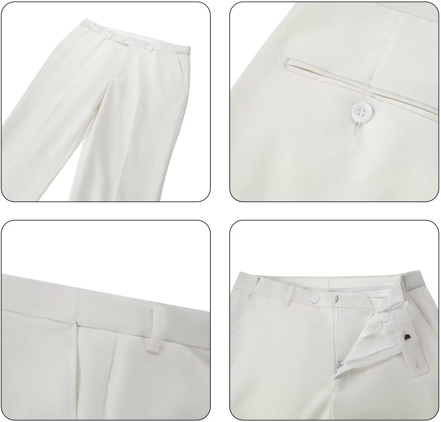 Wehilion Mens Suit Pants Expandable-Waist Flat Front Straight Fit Suit Trousers for Men