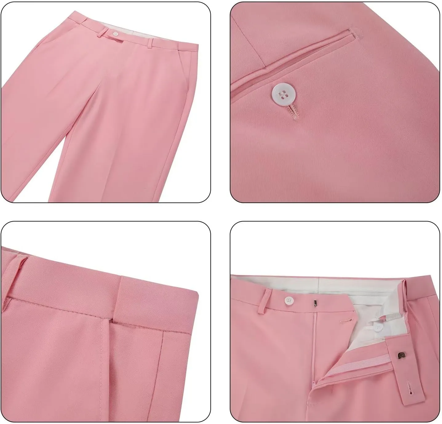 Wehilion Mens Suit Pants Expandable-Waist Flat Front Straight Fit Suit Trousers for Men
