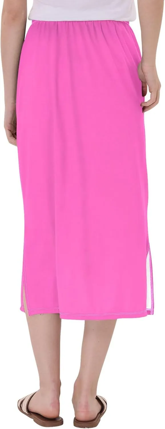 Wheat Midi Skirt Slit Women Floral Pencil Skirts Elastic Waist Cute Beach Skirt