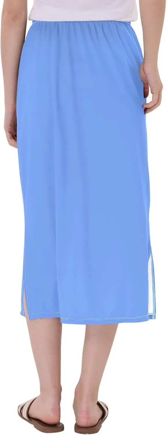 Wheat Midi Skirt Slit Women Floral Pencil Skirts Elastic Waist Cute Beach Skirt