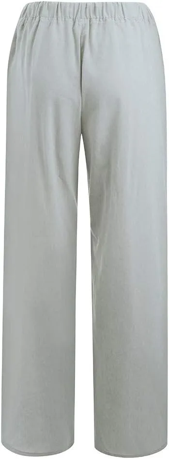 Wide Leg Palazzo Pants for Women 2025 Summer Casual Beach Pant Loose Fit Drawstring Flowy Lounge Trousers with Pocket