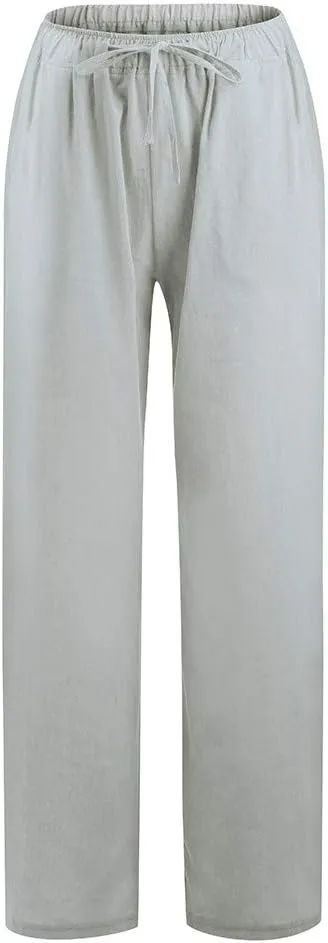 Wide Leg Palazzo Pants for Women 2025 Summer Casual Beach Pant Loose Fit Drawstring Flowy Lounge Trousers with Pocket