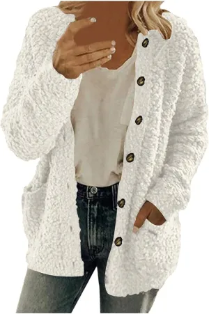 Winter Coats for Women 2024 Soft Fleece Jacket Fuzzy Sherpa Open Front Cardigan Fleece Jacket Winter Warm Casual Coats