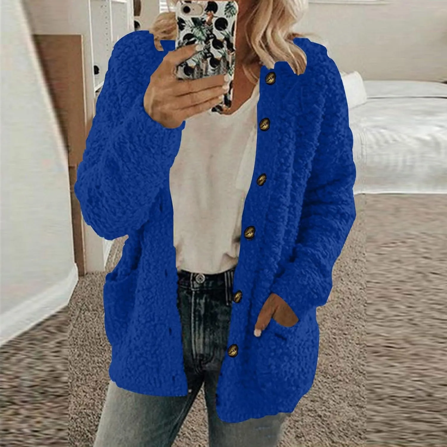 Winter Coats for Women 2024 Soft Fleece Jacket Fuzzy Sherpa Open Front Cardigan Fleece Jacket Winter Warm Casual Coats