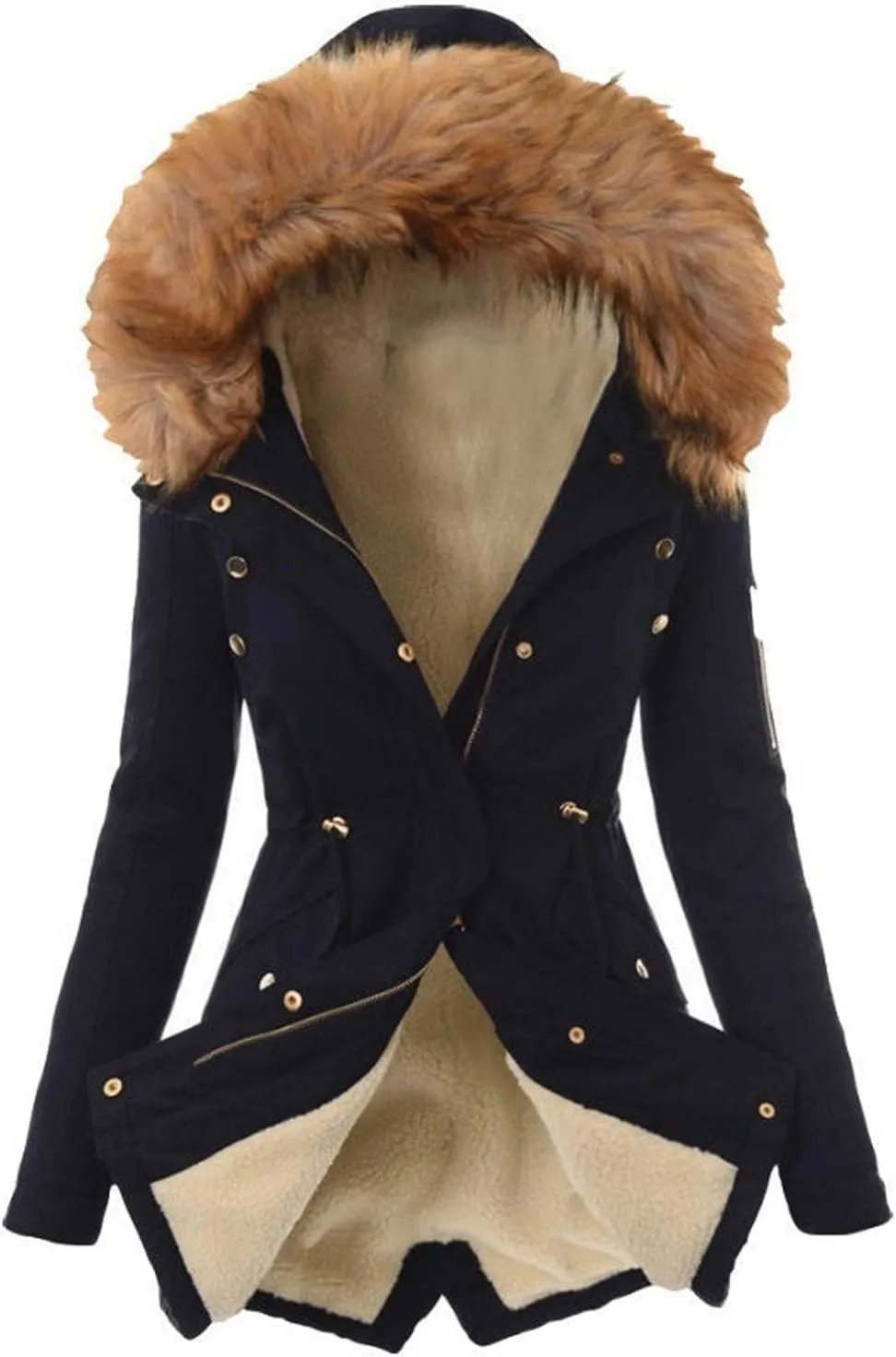 Winter Coats for Women Puffer Down Outerwear Long Sleeve Casual Coats Warm Mid Long Outfits with Pocket 2024