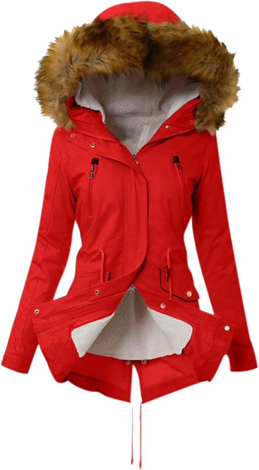 Winter Coats for Women Puffer Down Outerwear Long Sleeve Casual Coats Warm Mid Long Outfits with Pocket 2024