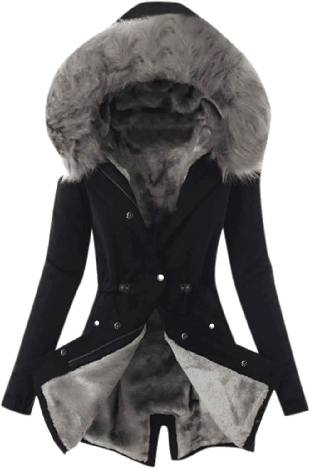 Winter Coats for Women Puffer Down Outerwear Long Sleeve Casual Coats Warm Mid Long Outfits with Pocket 2024
