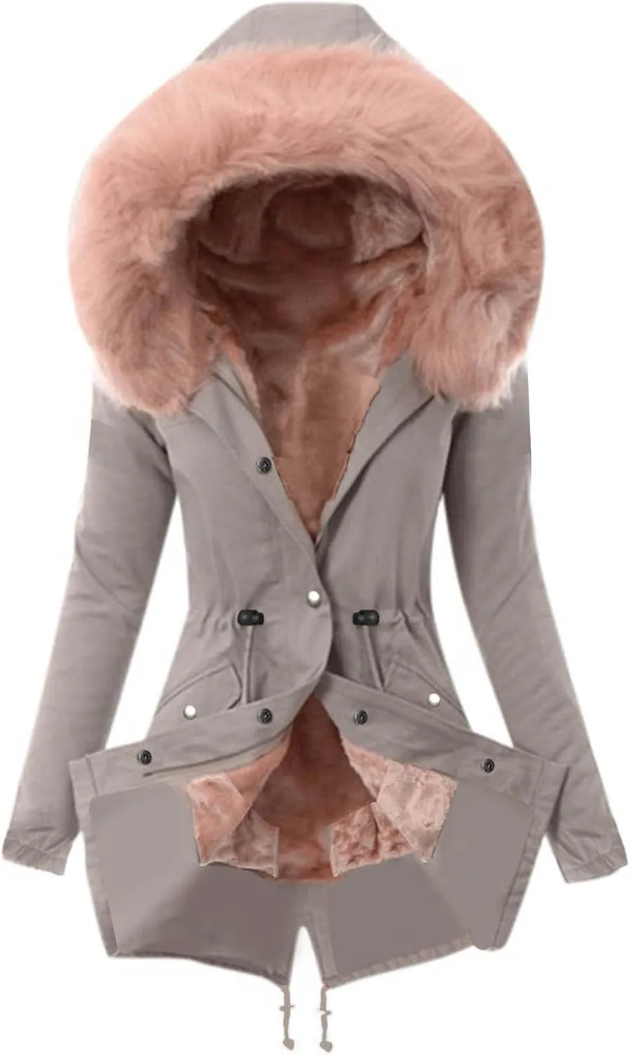 Winter Coats for Women Puffer Down Outerwear Long Sleeve Casual Coats Warm Mid Long Outfits with Pocket 2024