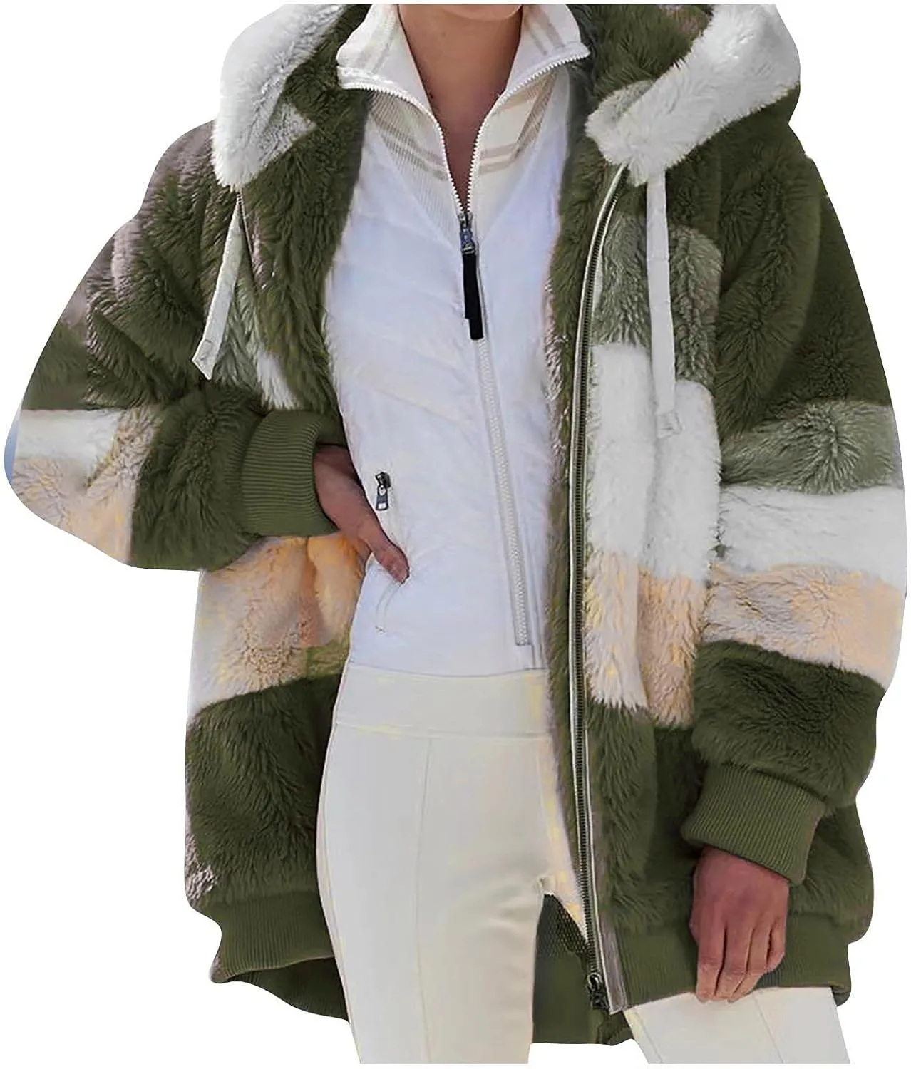 Winter Fashion Coats for Women Warm Coats Casual Fuzzy Fleece Sherpa Jackets Hoodies Pullover Plus Size Jacket