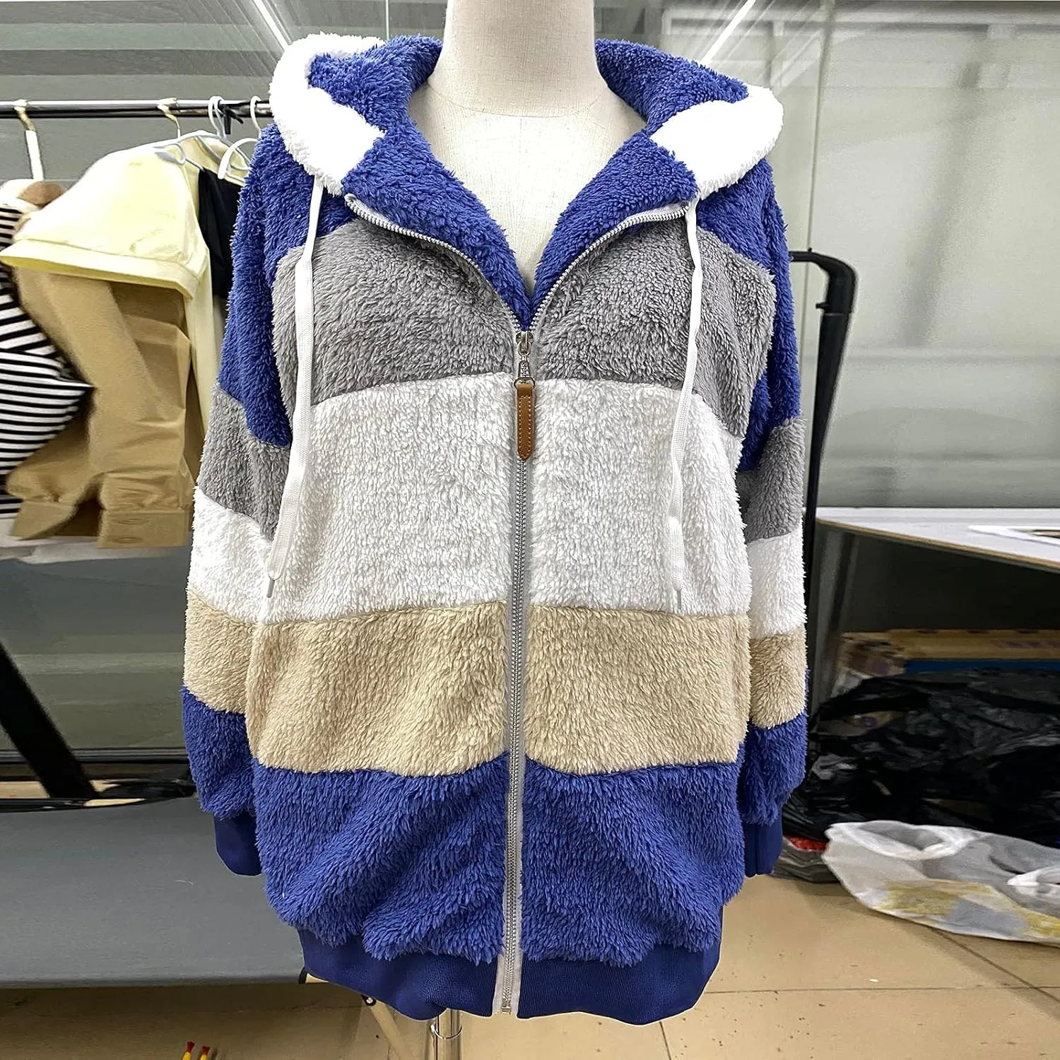 Winter Fashion Coats for Women Warm Coats Casual Fuzzy Fleece Sherpa Jackets Hoodies Pullover Plus Size Jacket